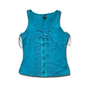 Blue Lace Up Corset Top